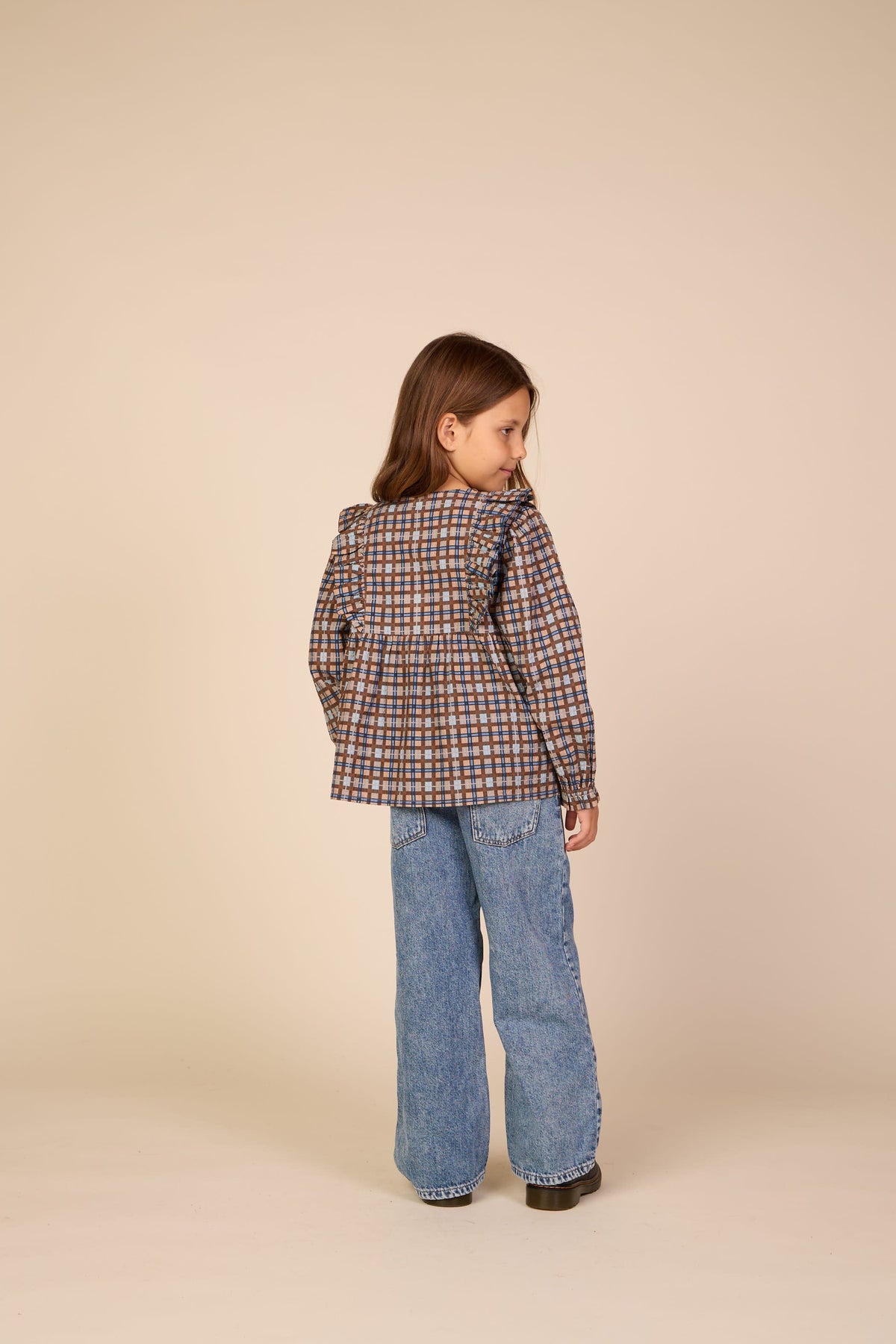 Ternet bomuldsbluse med flæser Tween - Blue | 101496 Penny
