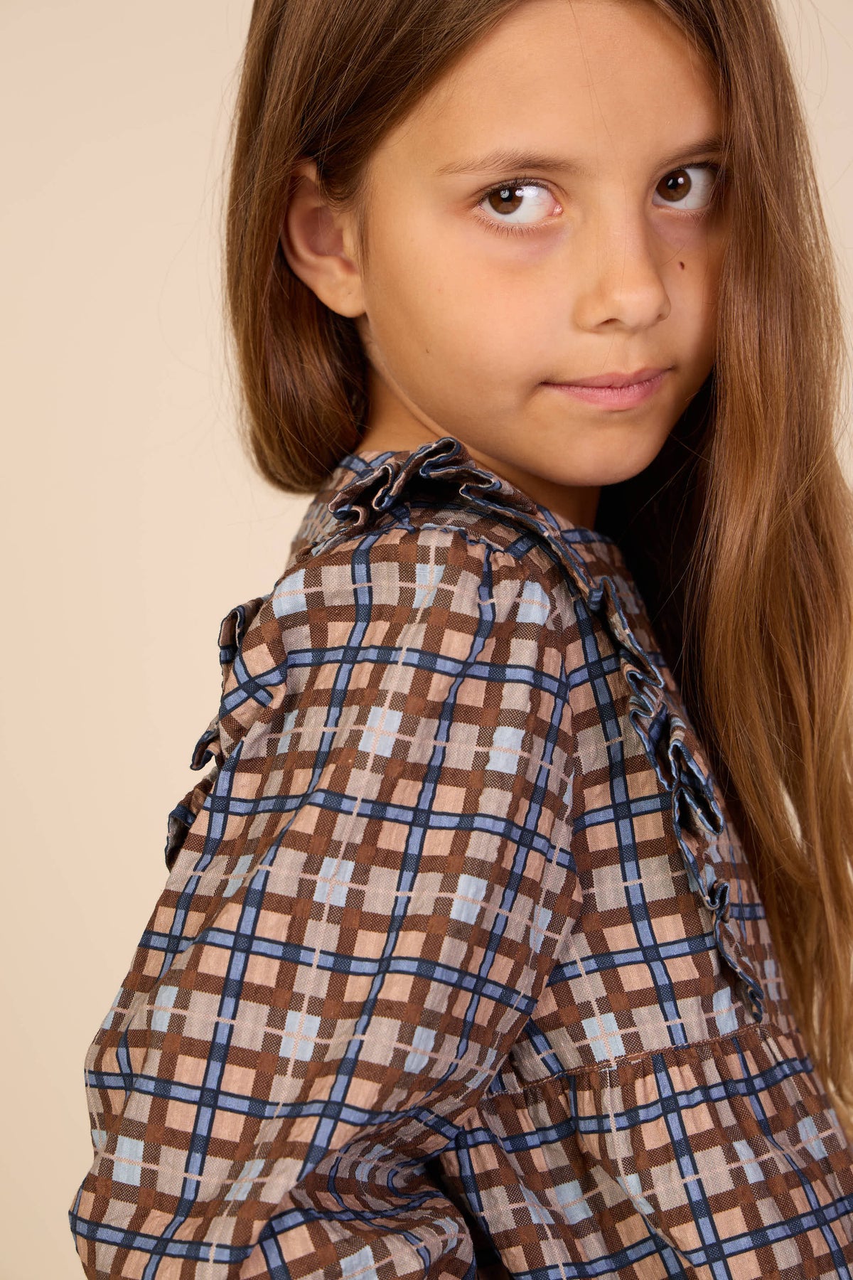 Ternet bomuldsbluse med flæser Tween - Blue | 101496 Penny