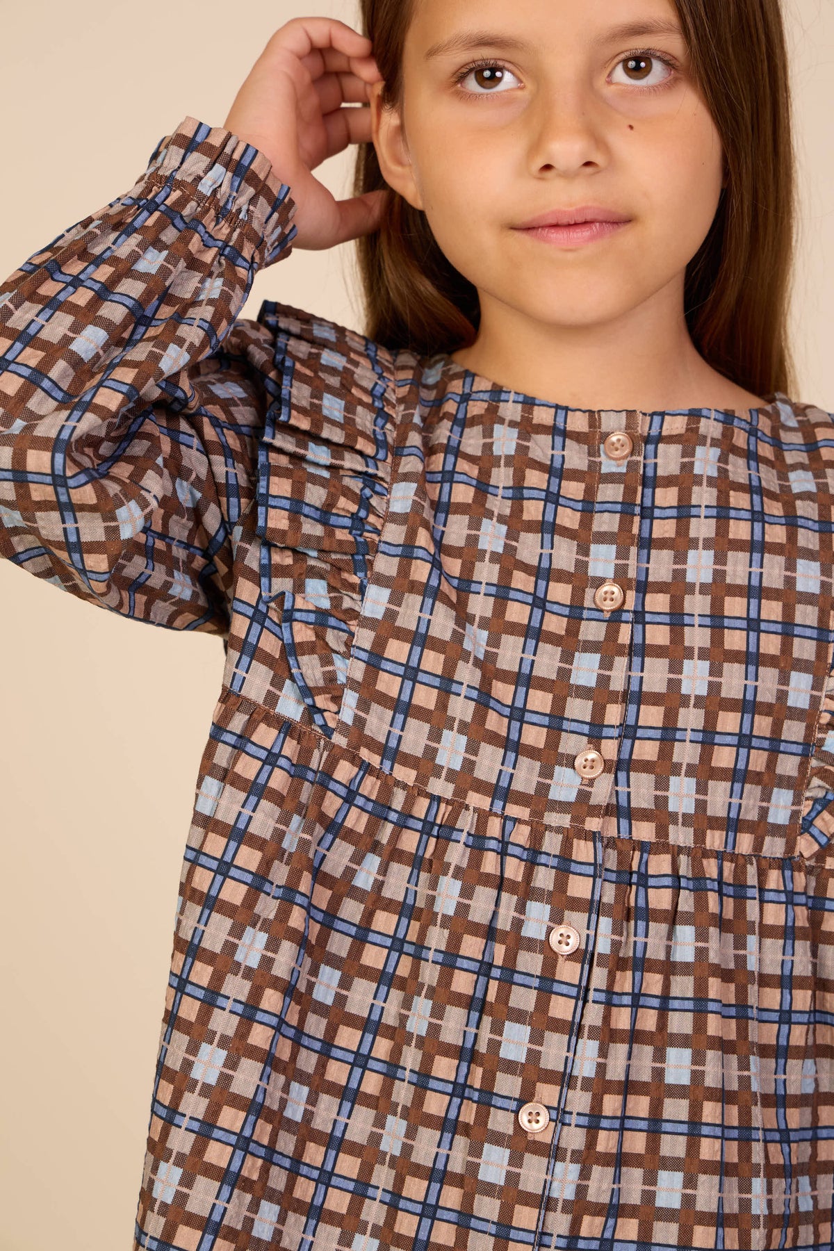 Ternet bomuldsbluse med flæser Tween - Blue | 101496 Penny
