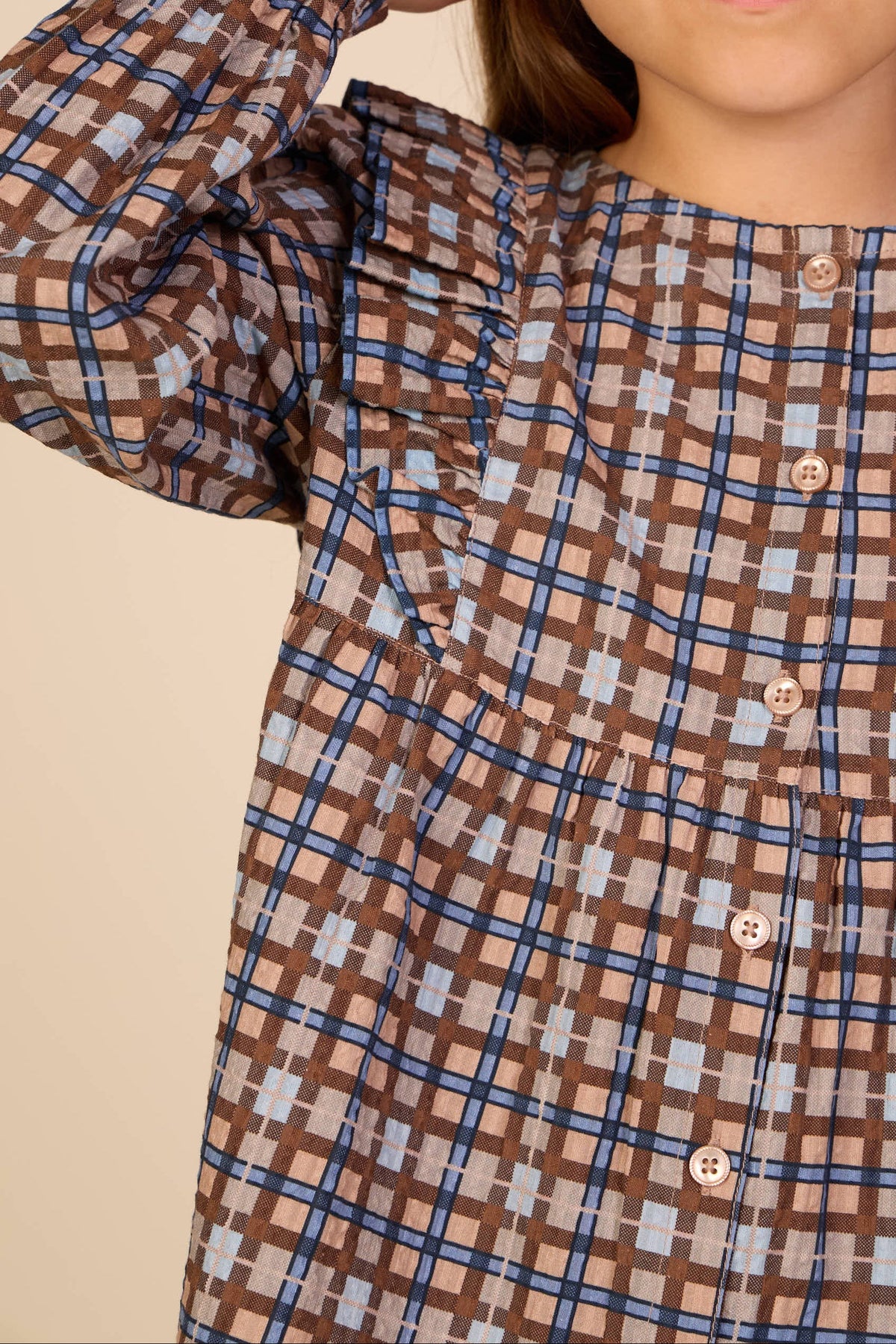 Ternet bomuldsbluse med flæser Kids - Blue | 101495 Penny