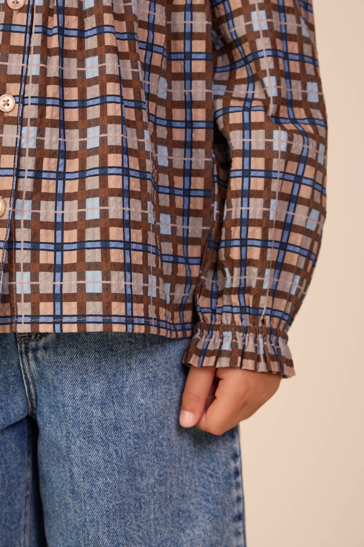 Ternet bomuldsbluse med flæser Tween - Blue | 101496 Penny