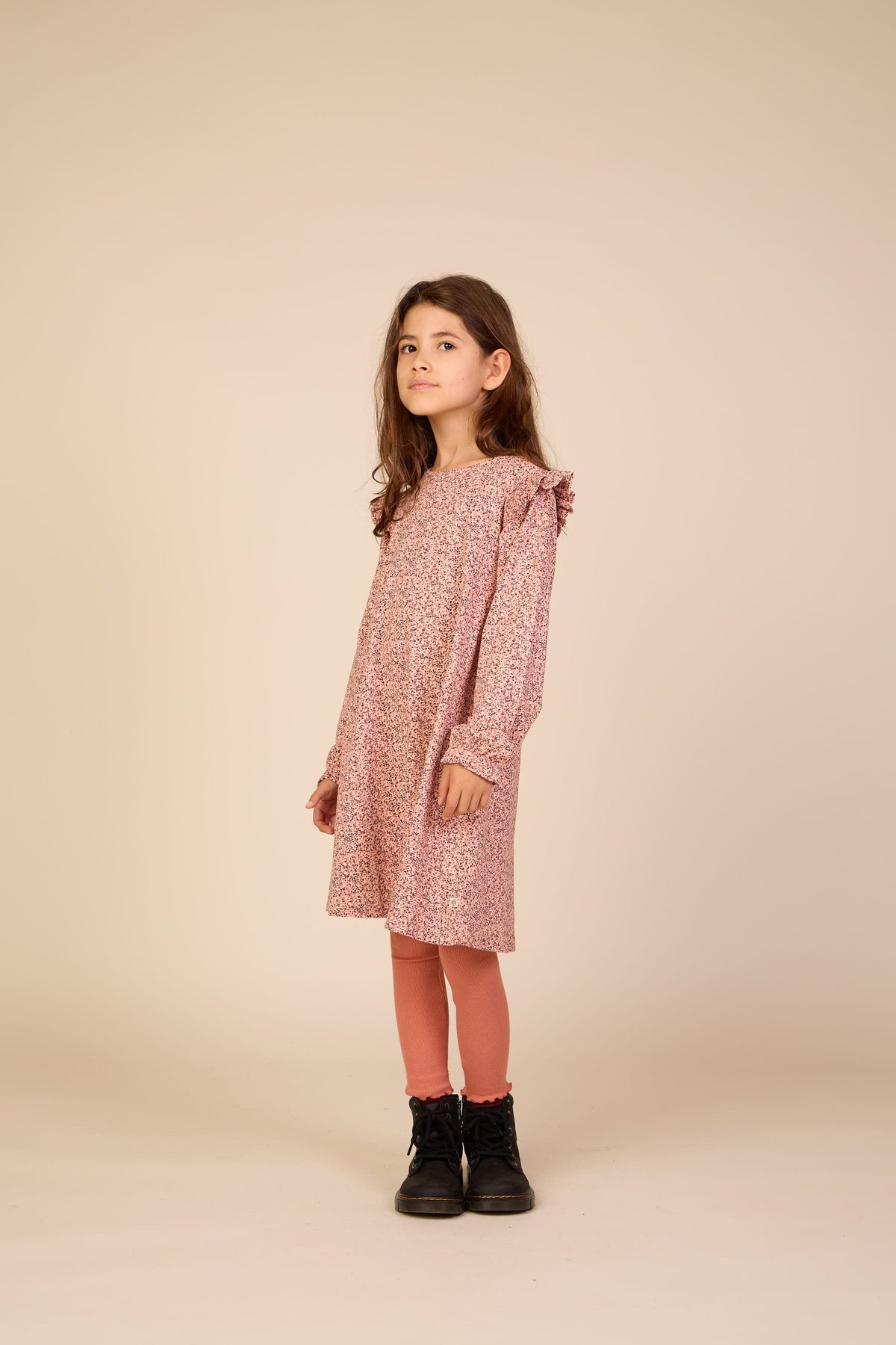 Småblomstret jerseykjole Tween - Rose/Bordeaux | 101556 Heidi