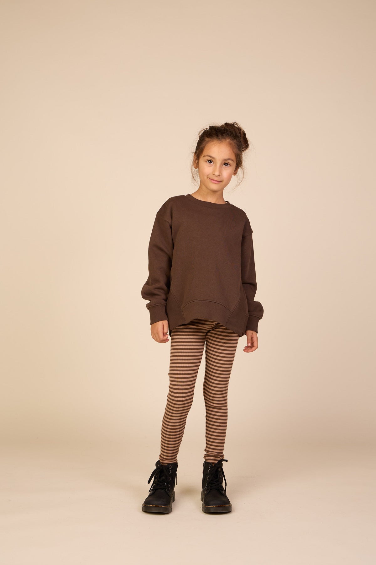 Stribede ribleggings Tween - Brown/Light Brown | 101611 Gloria