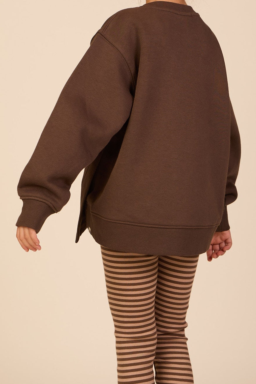 Sweatshirt med ribdetaljer Kids - Dark Brown | 101626 Zoe