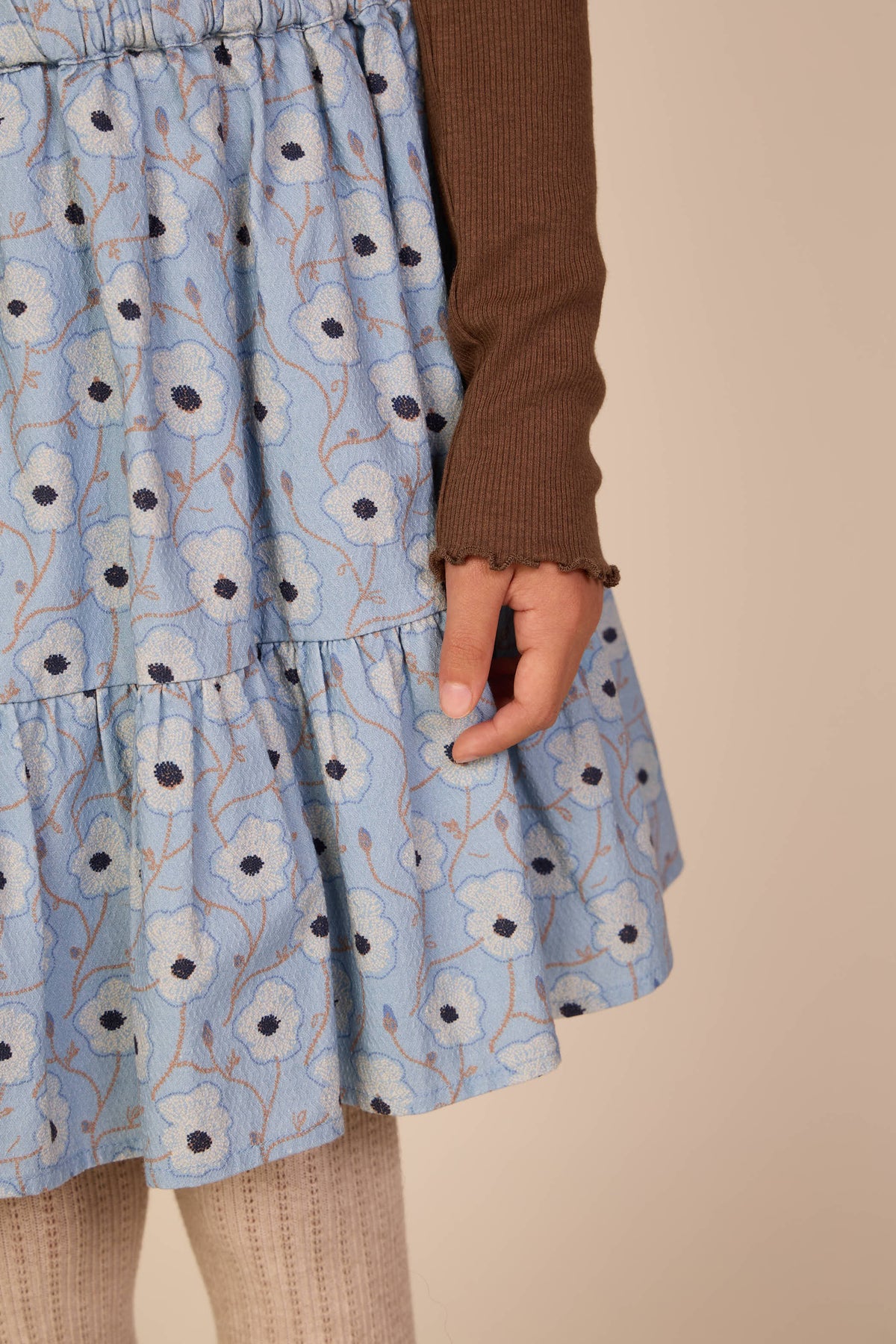 Blomstret bomuldsnederdel Kids - Blue/Brown | 101431 Nova