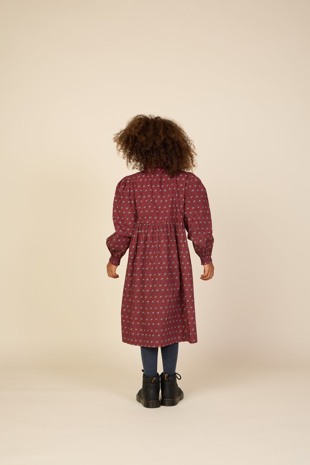 Poplin-kjole med stolpelukning Tween - Bordeaux Flowerprint | 101439 Julia
