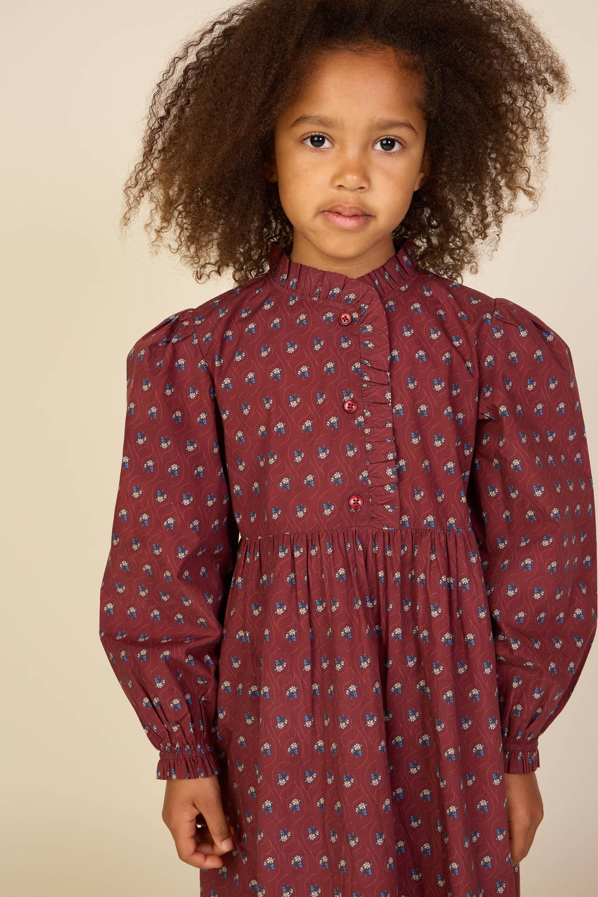 Poplin-kjole med stolpelukning Tween - Bordeaux Flowerprint | 101439 Julia