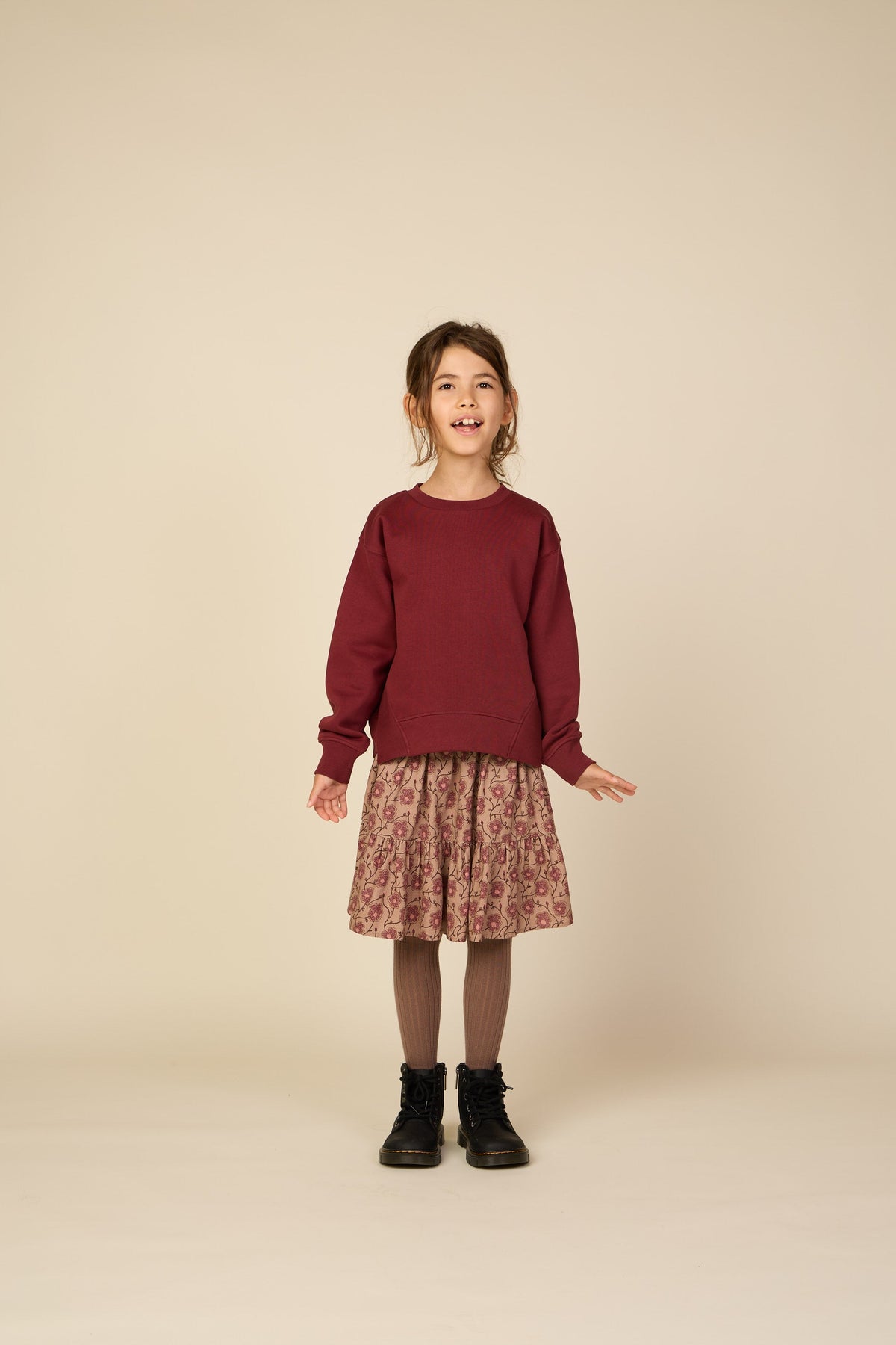Blomstret bomuldsnederdel Tween - Rose/Bordeaux | 101430 Nova