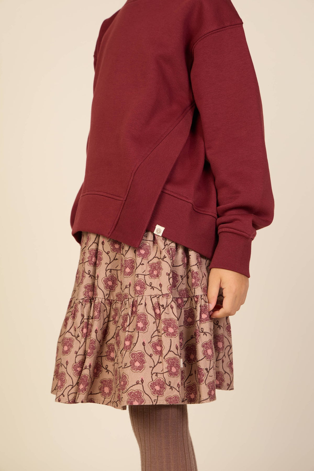 Blomstret bomuldsnederdel Tween - Rose/Bordeaux | 101430 Nova