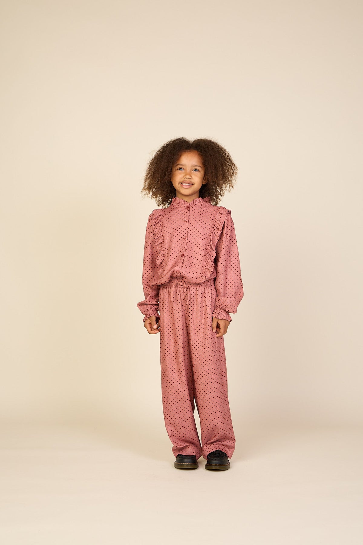 Prikket viskosebluse med flæser Tween - Dusty Rose/Bordeaux | 101661 Feline