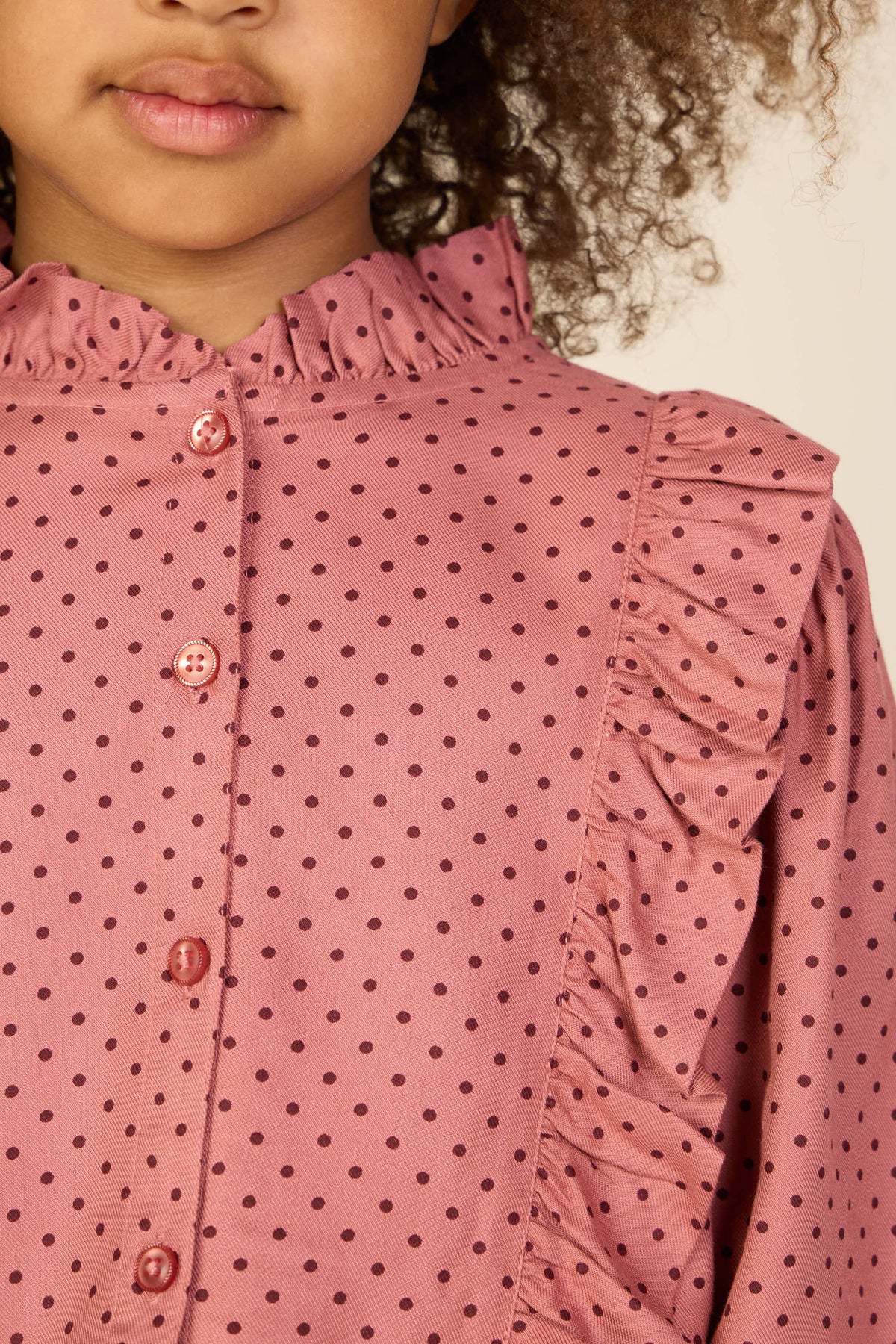 Prikket viskosebluse med flæser Tween - Dusty Rose/Bordeaux | 101661 Feline