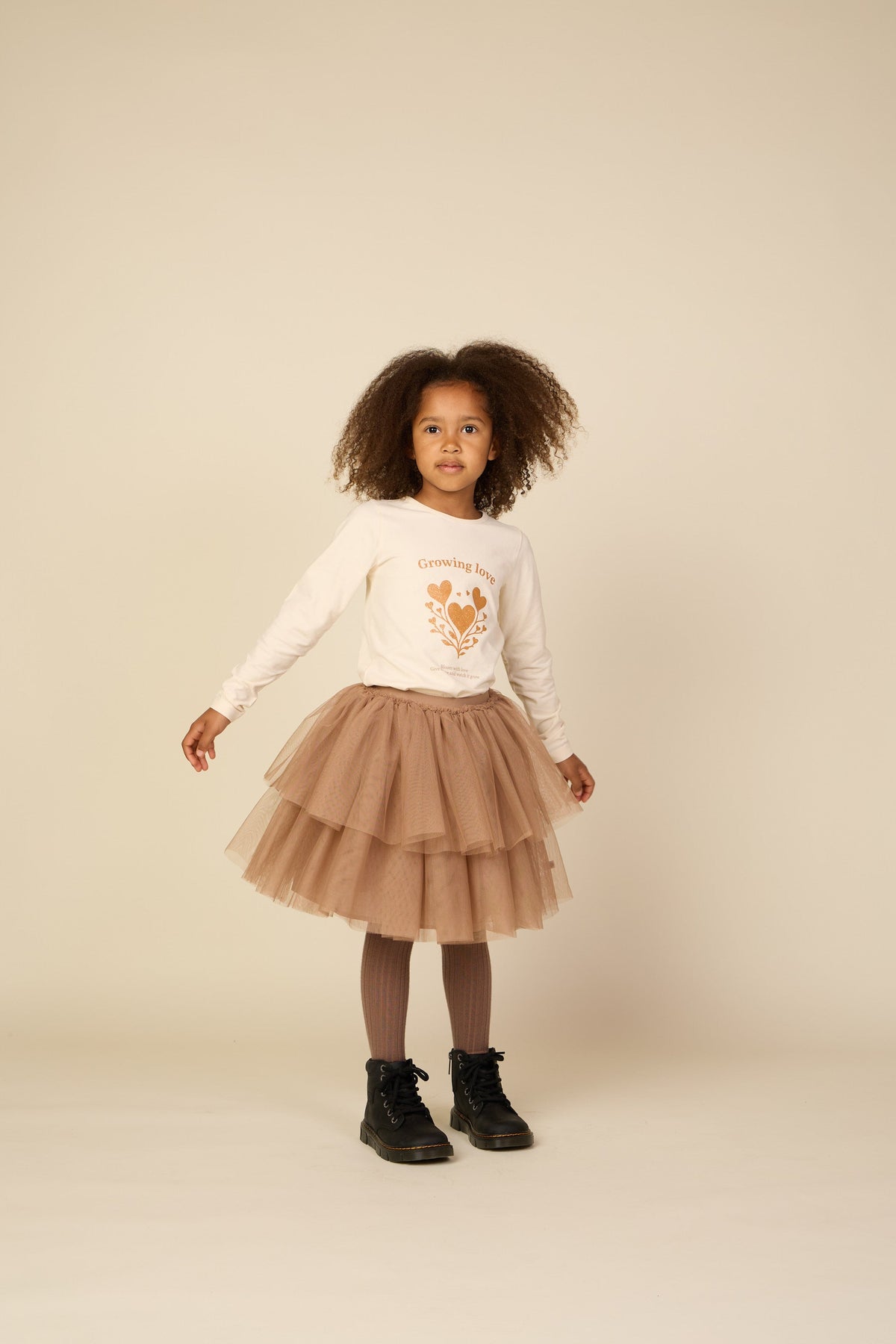 Langærmet T-shirt med glitter print Kids - Offwhite | 101711 Piper