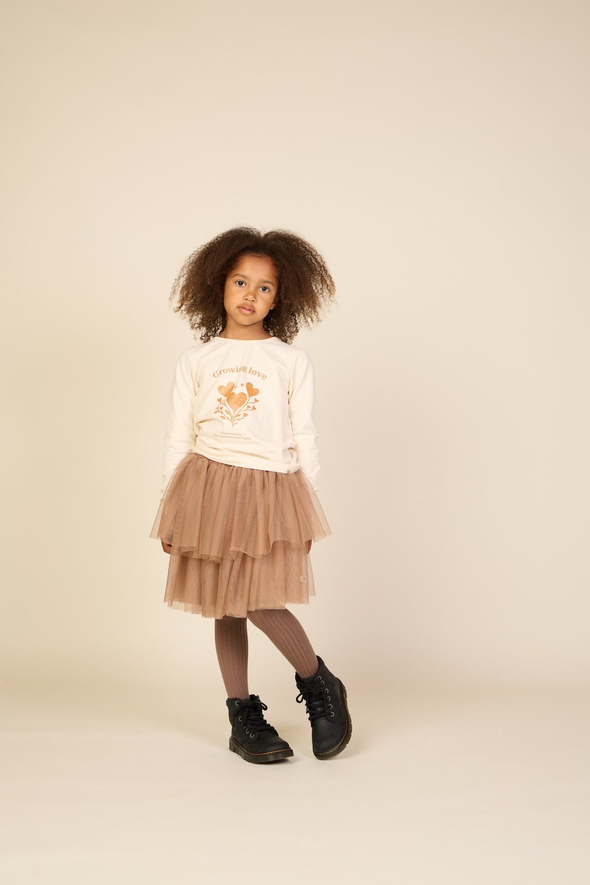 Langærmet T-shirt med glitter print Tween - Offwhite | 101712 Piper