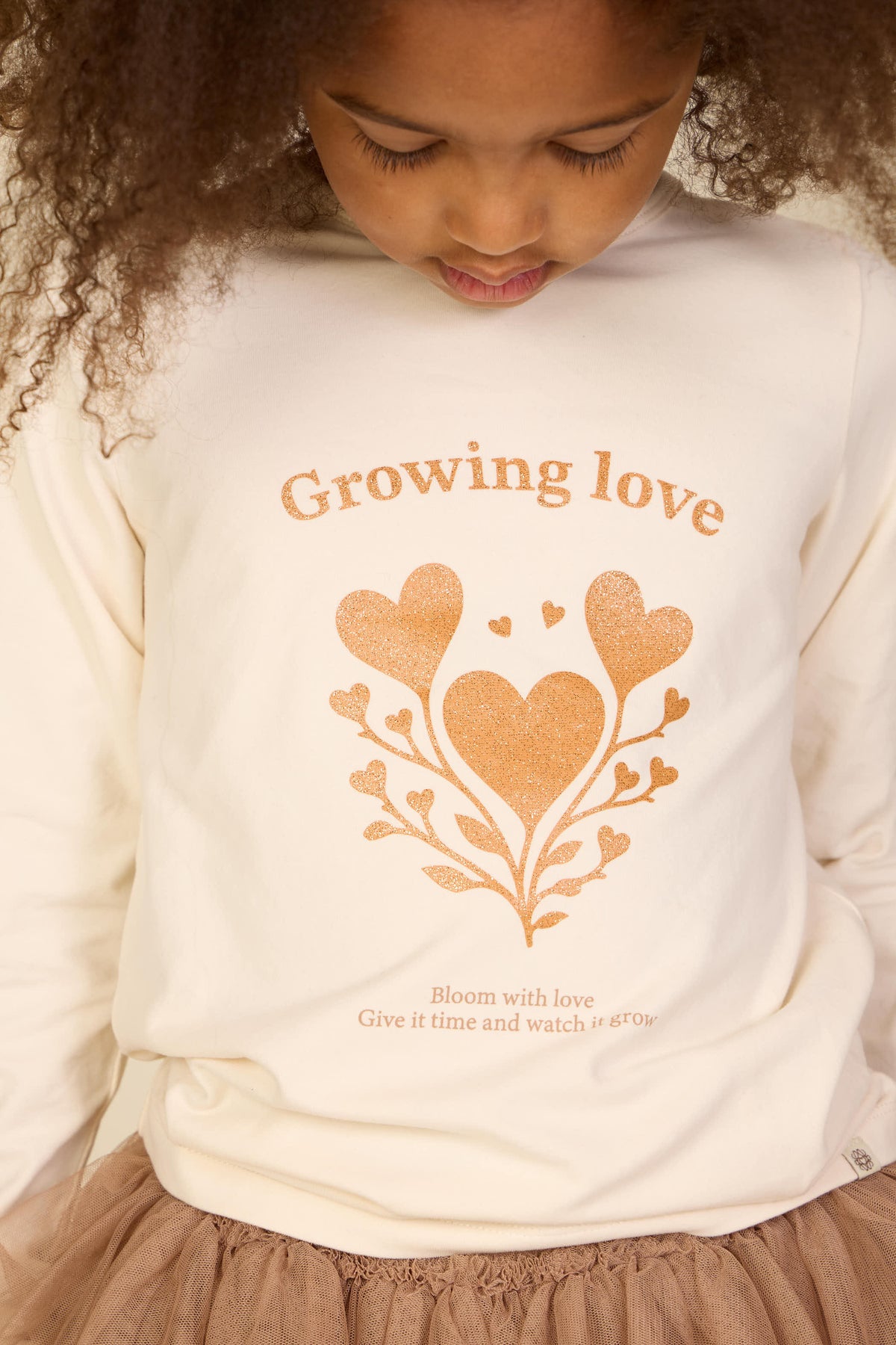 Langærmet T-shirt med glitter print Kids - Offwhite | 101711 Piper