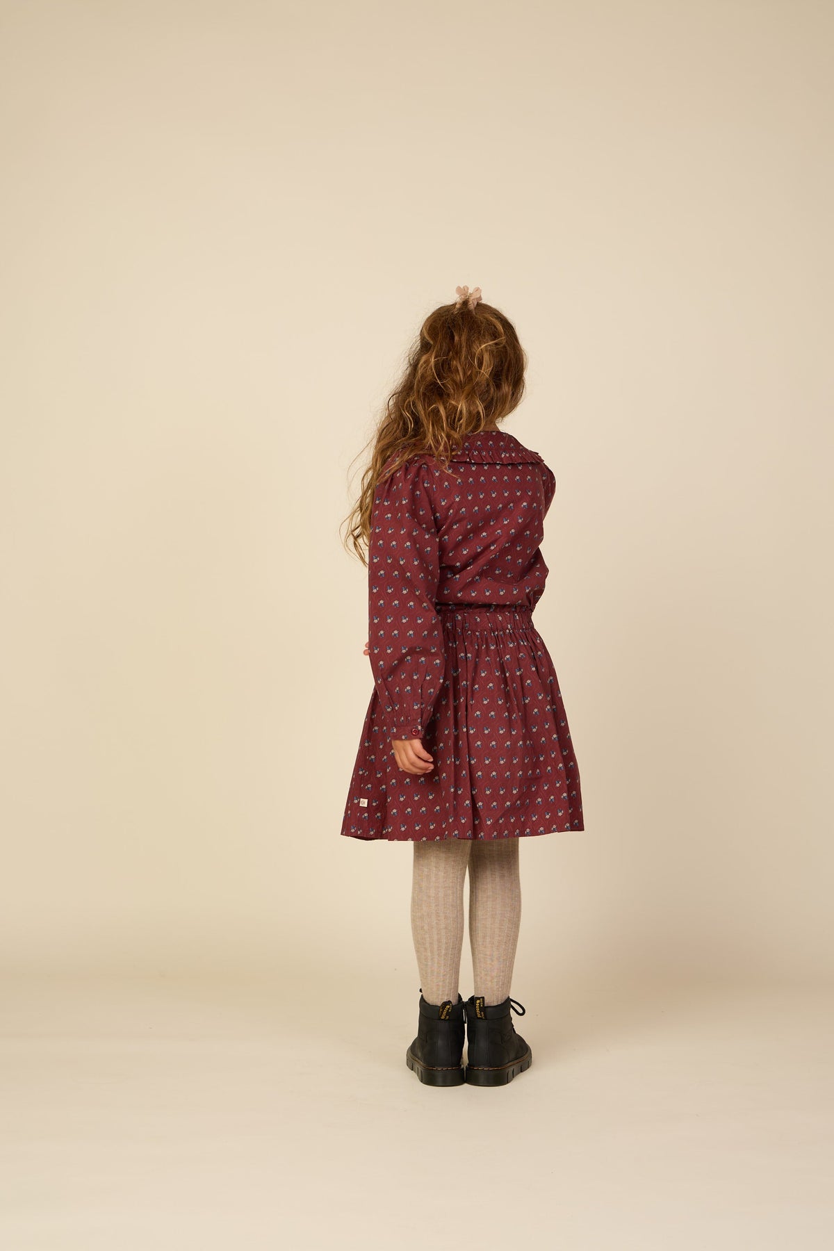 Poplin-nederdel med flæselommer Tween - Bordeaux Flowerprint | 101448 Julia