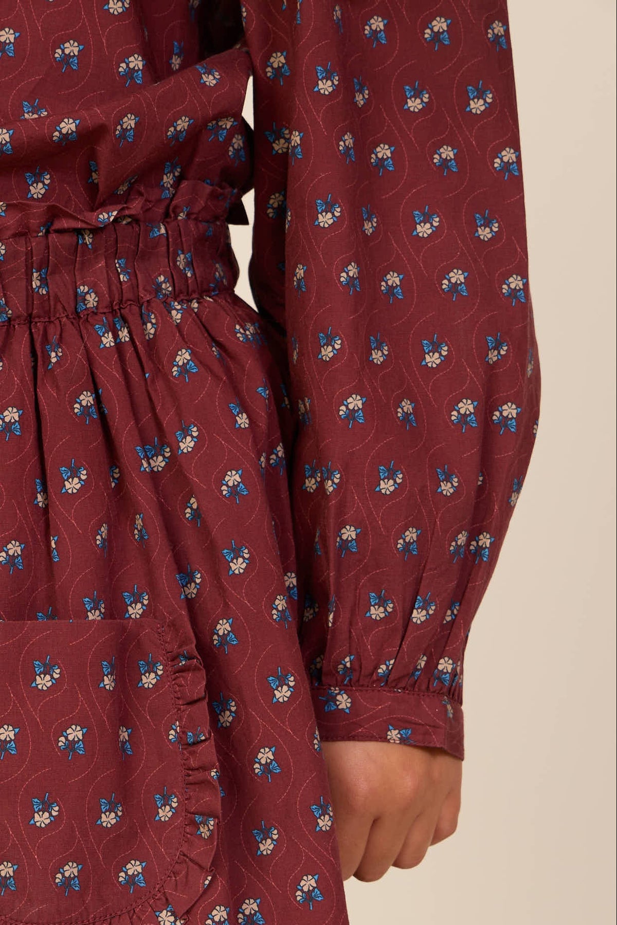 Poplin-bluse med flæsekrave Kids - Bordeaux Flowerprint | 101453 Julia
