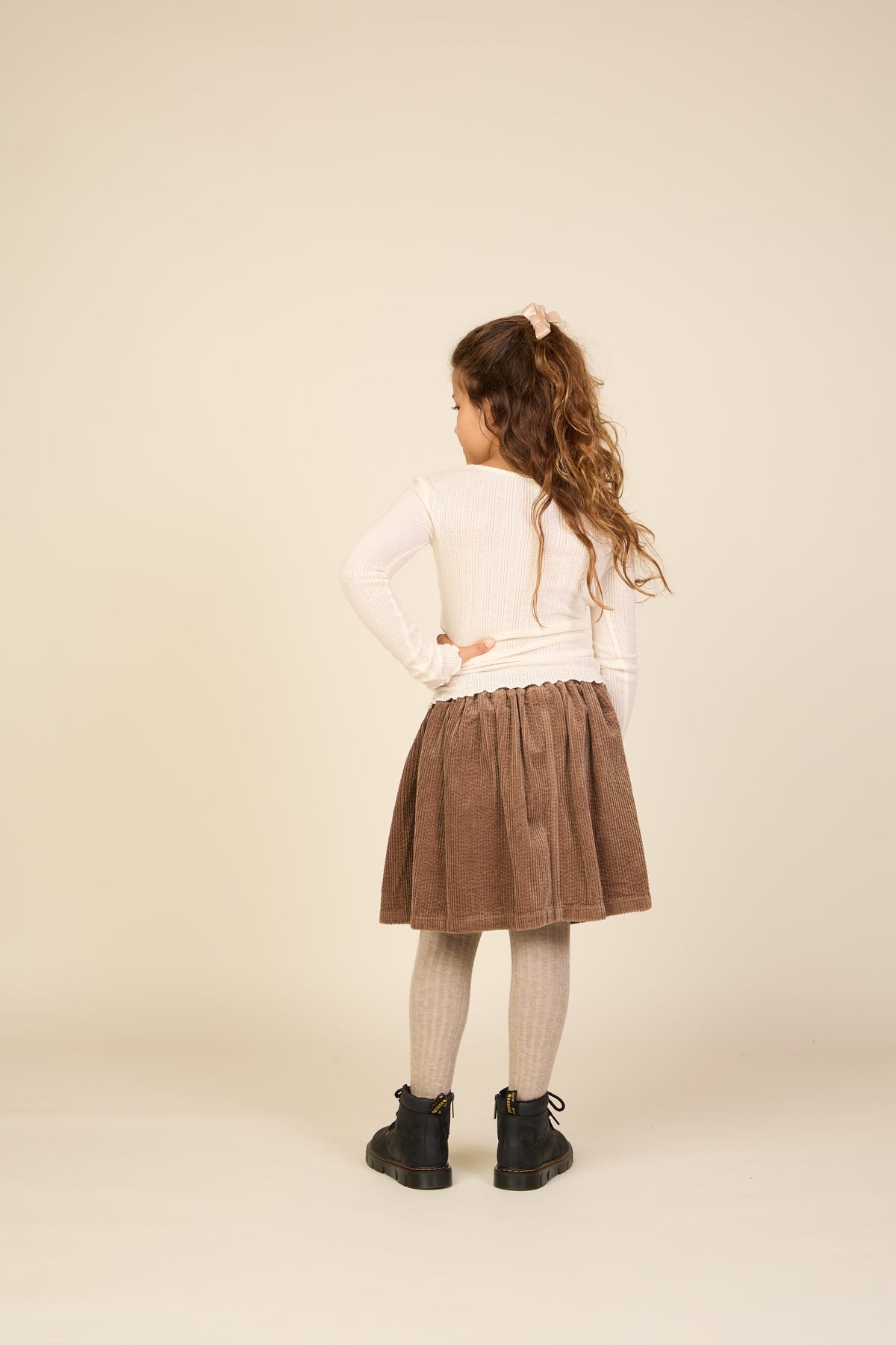 Langærmet pointelle T-shirt i bomuld og modal Tween - Offwhite | 101609 Ruby