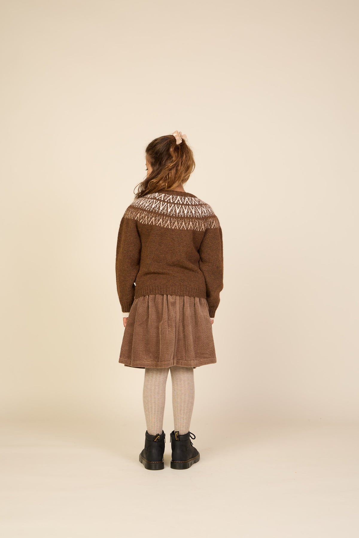 Jacquardstrikket cardigan Tween - Brown | 101524 Daniella