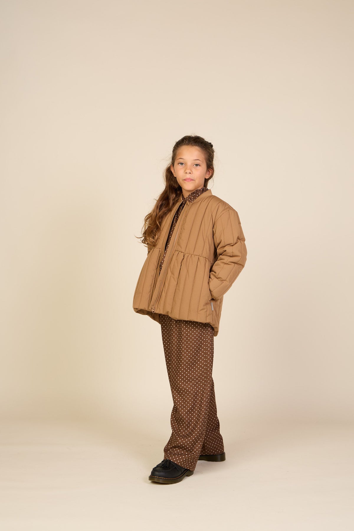 Prikkede bukser i viskose Tween - Brown/Offwhite | 101660 Feline