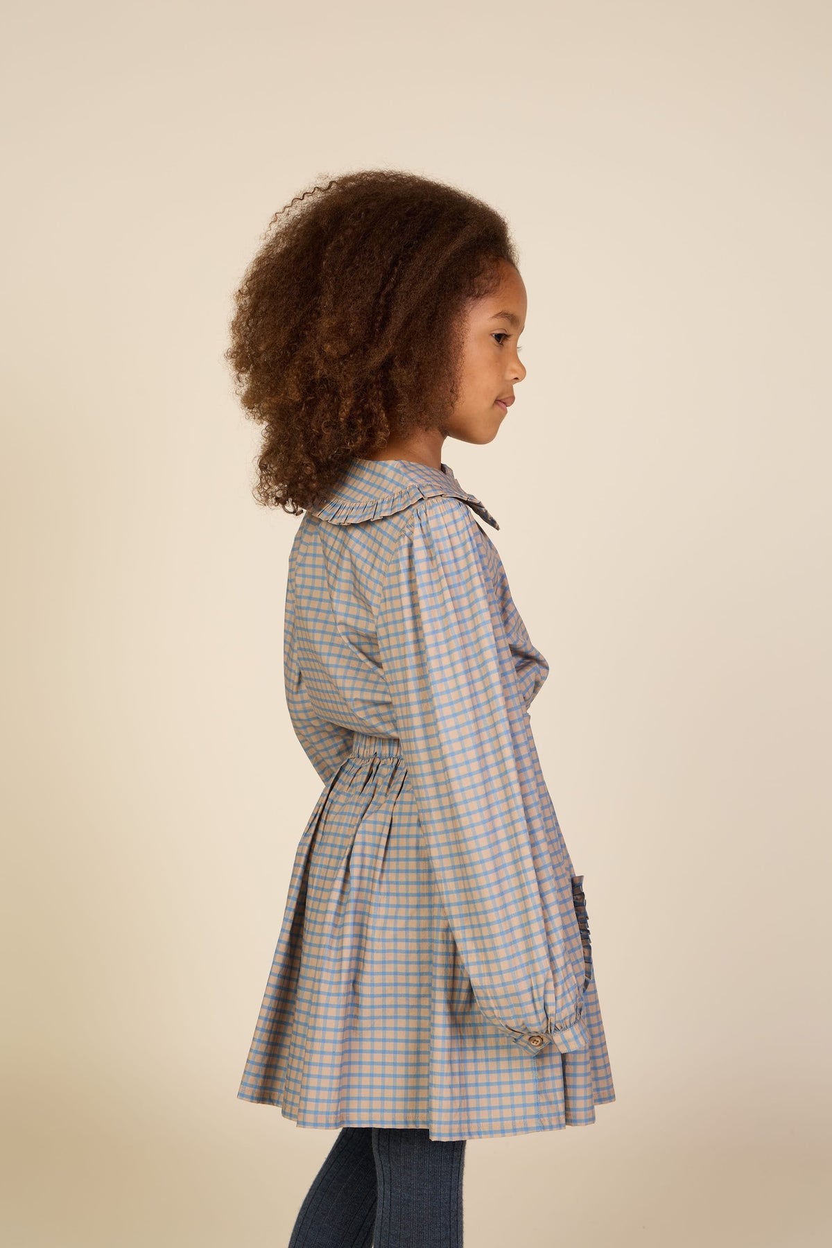 Poplin-nederdel med flæselommer Tween - Blue Check | 101446 Julia
