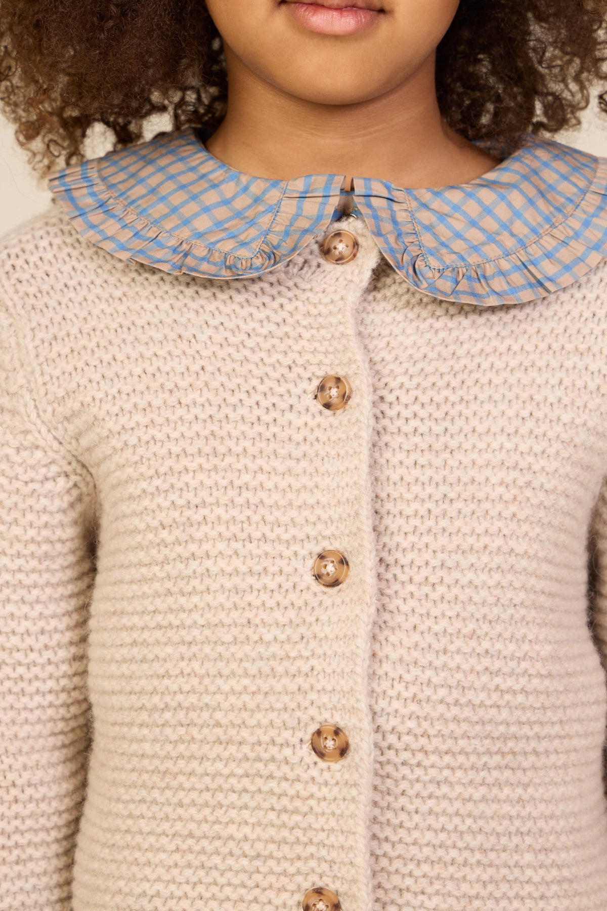 Cardigan i Uldstrik - Tween - Caffe Latte Melange | 100875 Maya