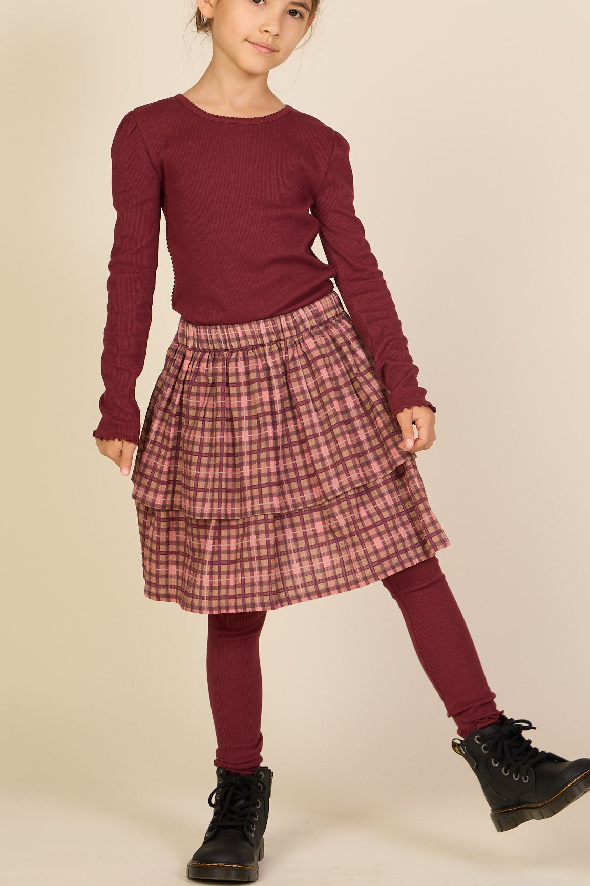 Ribbede leggings i modalblanding Tween - Bordeaux | 101570 Lottie