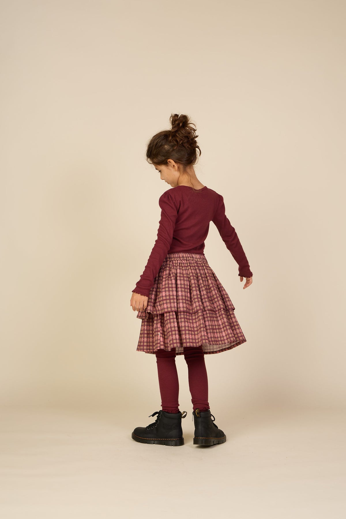 Ribbet langærmet T-shirt i modalblanding Tween - Bordeaux | 101562 Lottie