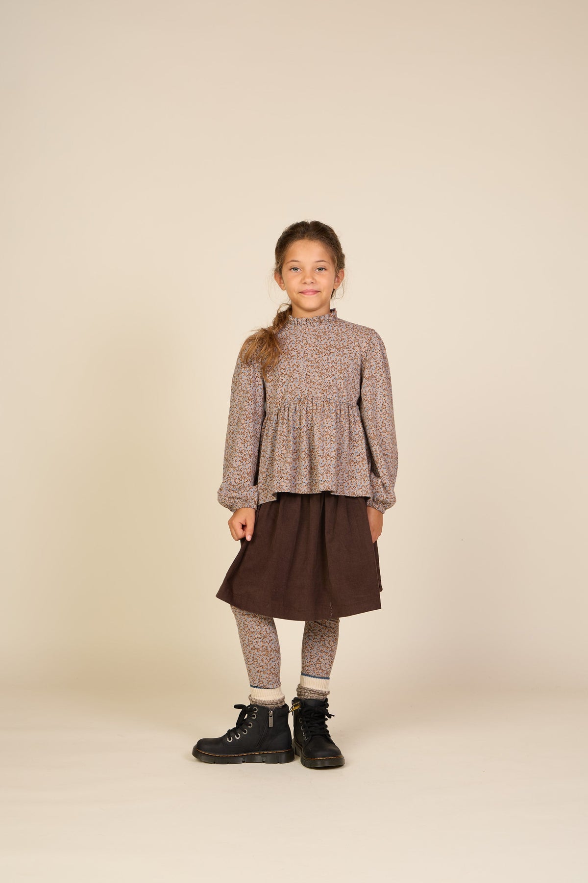 Småblomstrede jerseyleggings Tween - Blue/Brown | 101550 Heidi