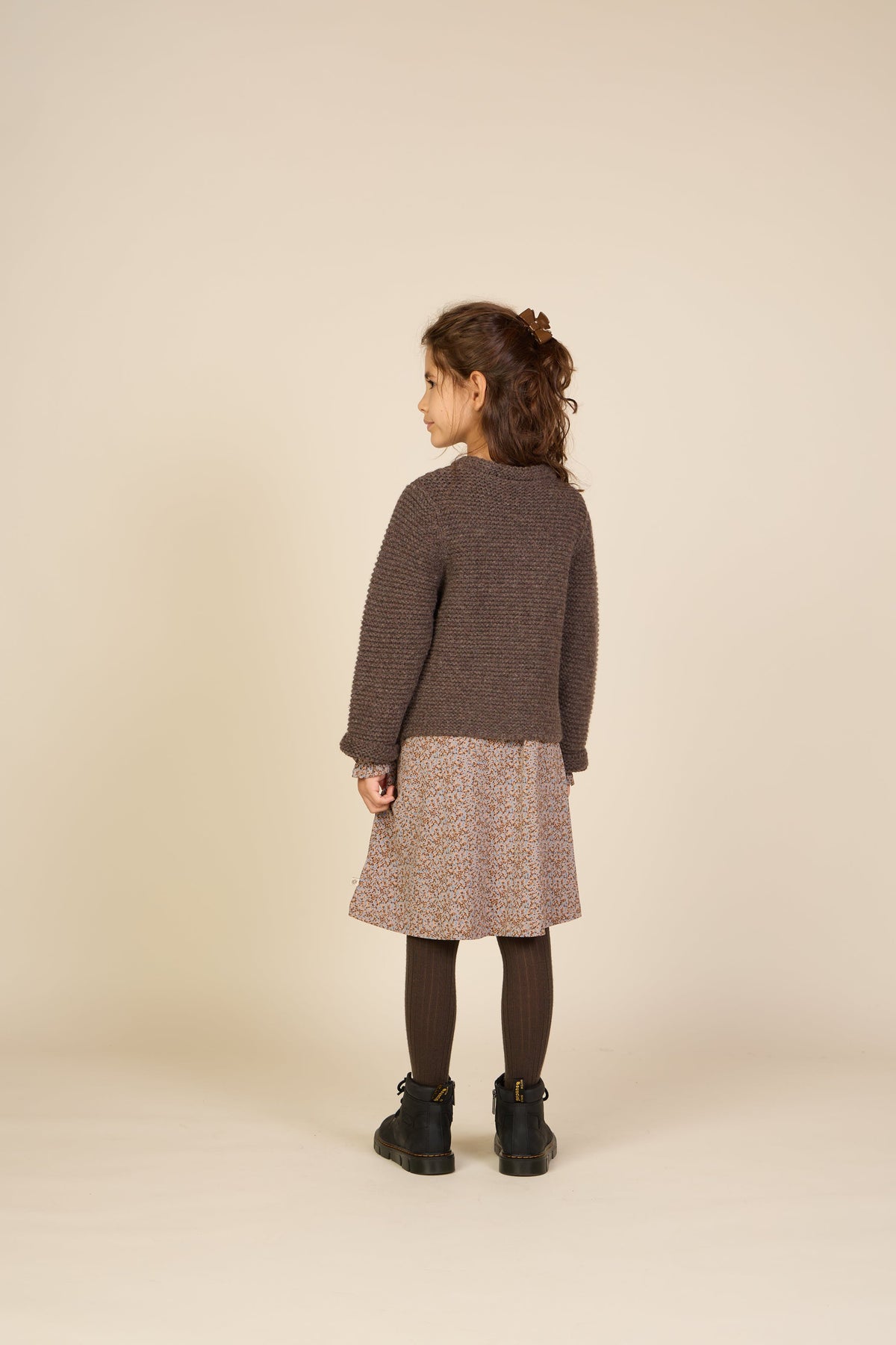 Cardigan i Uldstrik - Tween - Chocolate Melange | 100877 Maya