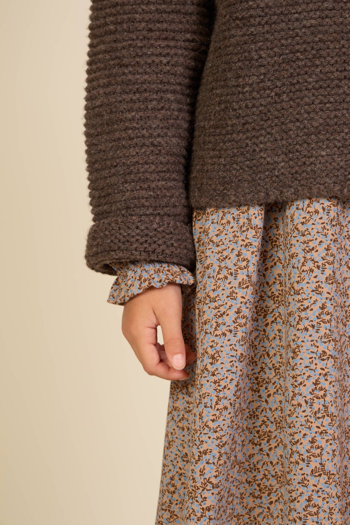 Småblomstret jerseykjole Tween - Blue/Brown | 101554 Heidi