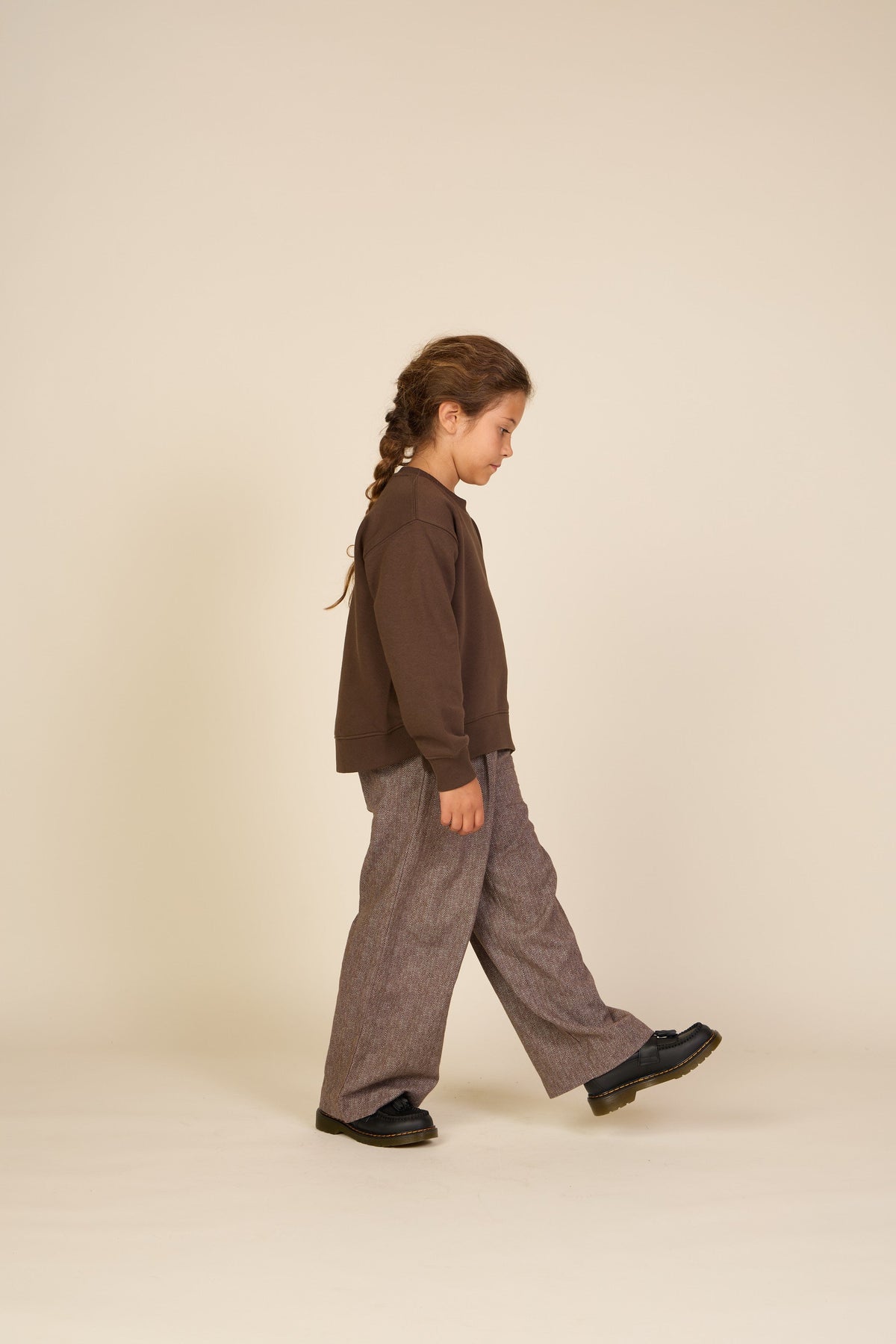 Bomuldsbukser med sildebensmønster Tween - Dark Brown | 101522 Susse