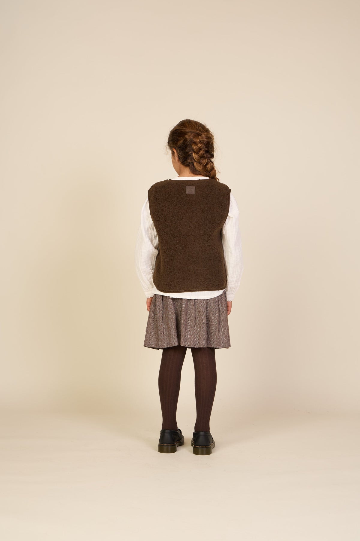 Bomuldsnederdel med sildebensmønster Tween - Dark Brown | 101521 Susse