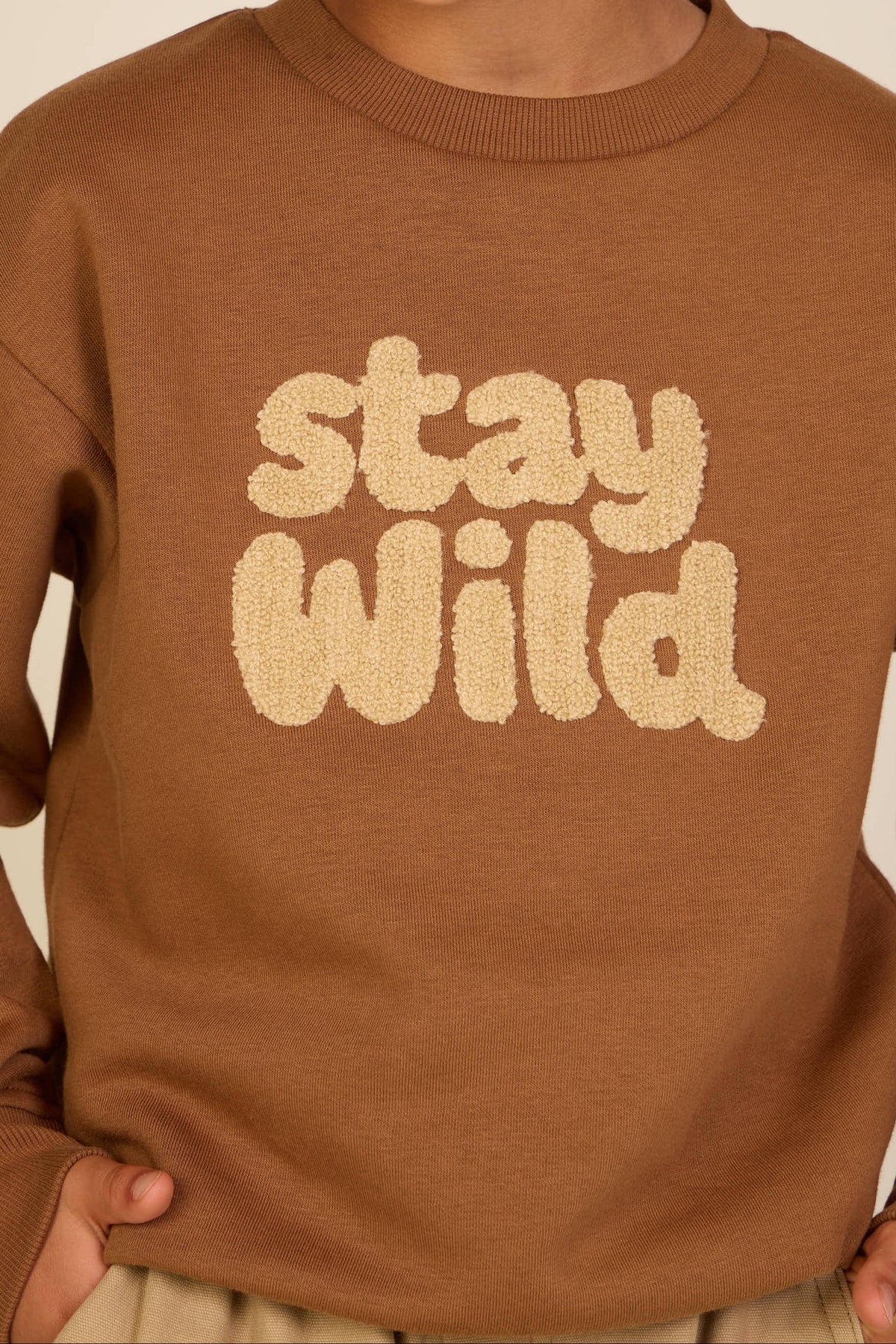 Rundhalset sweatshirt med frottébroderi Kids - Toffee | 101620 Joel