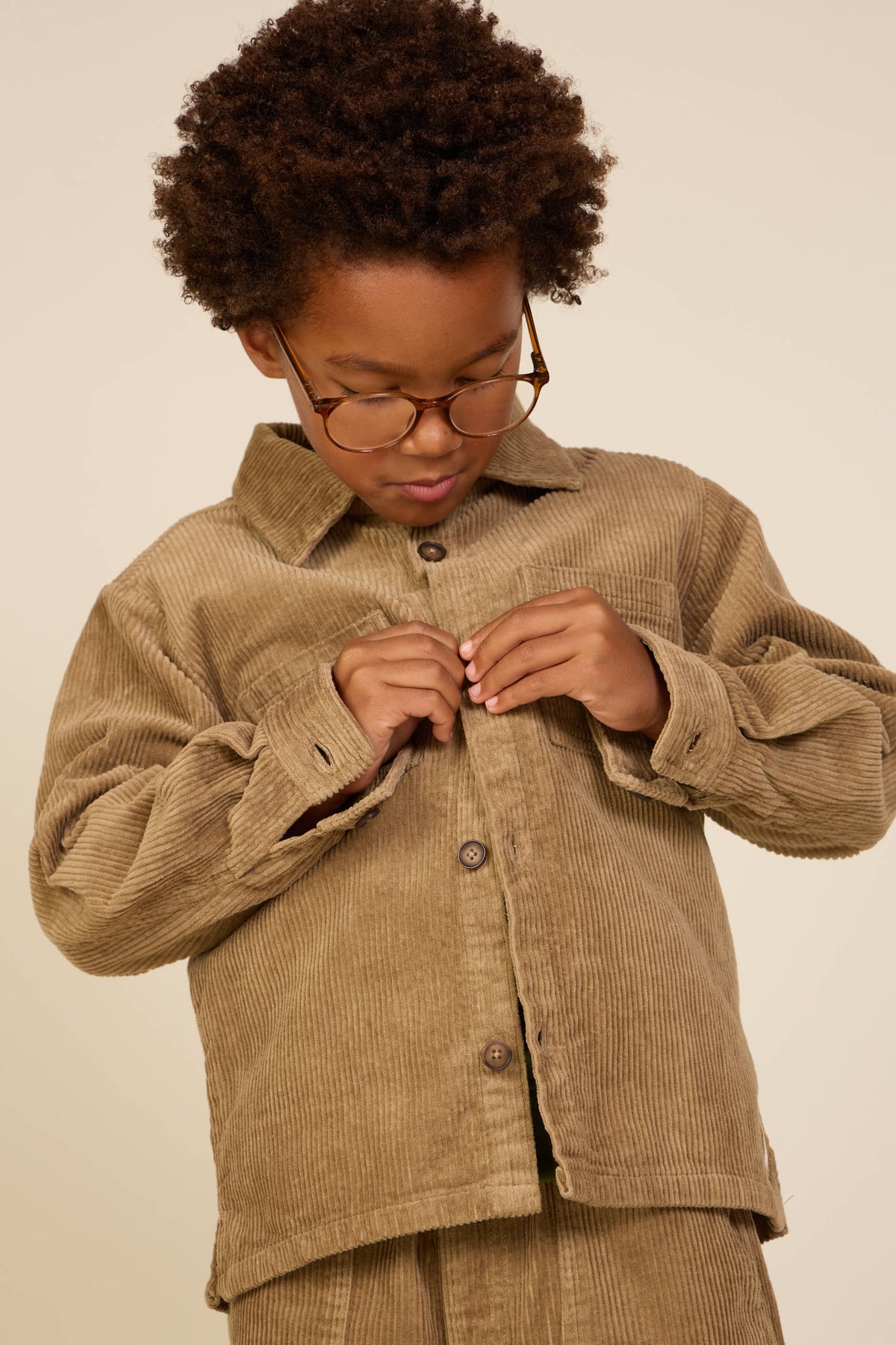 Fløjls-overshirt med påsatte lommer Tween - Khaki | 101540 Reed