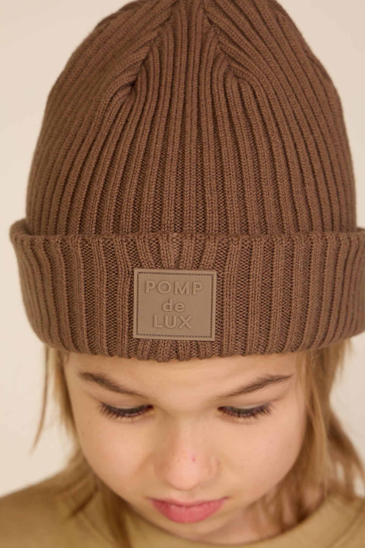 Ribstrikket bomuldshue - Kids - Brown | 101517 Todd