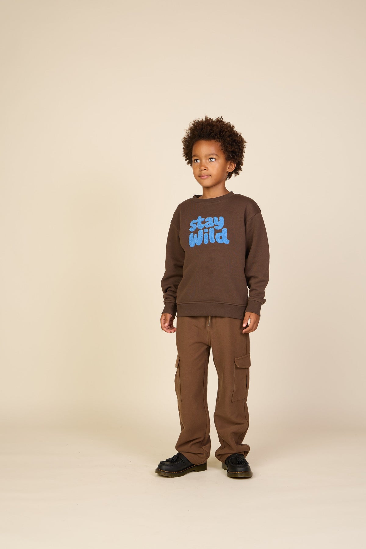 Cargo-joggingbukser i struktureret sweatkvalitet Tween - Brown | 101512 Wilder