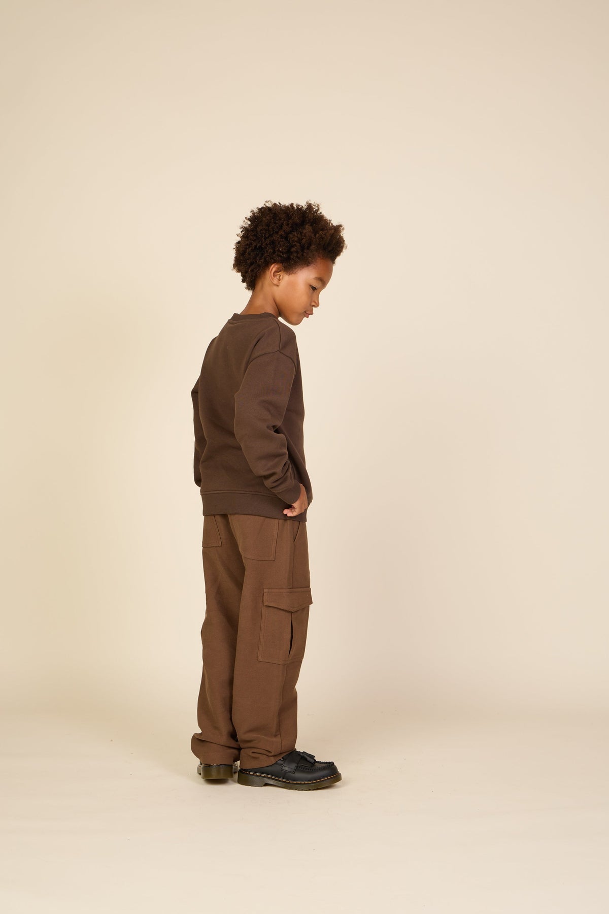 Cargo-joggingbukser i struktureret sweatkvalitet Tween - Brown | 101512 Wilder