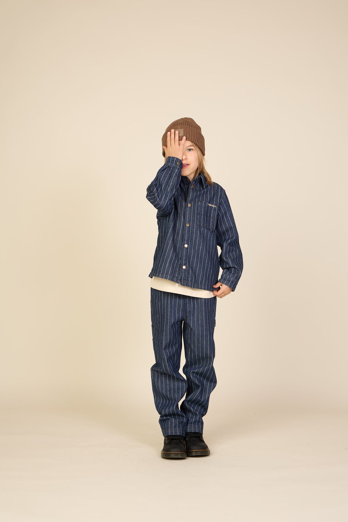 Nålestribede cargo jeans med løs pasform Tween - Dark Blue | 101516 Austin