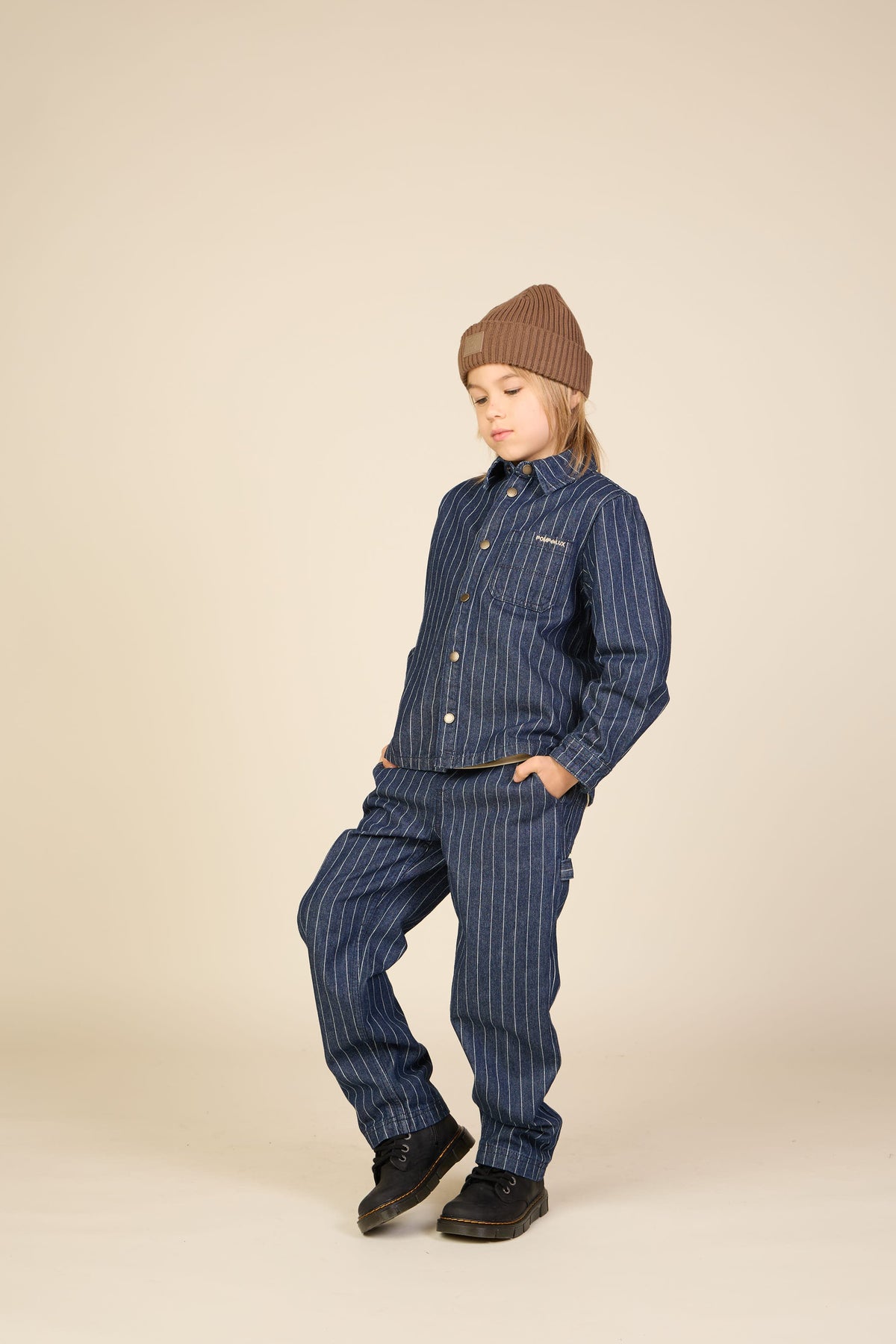Nålestribet denim-overshirt Tween - Dark Blue | 101515 Austin