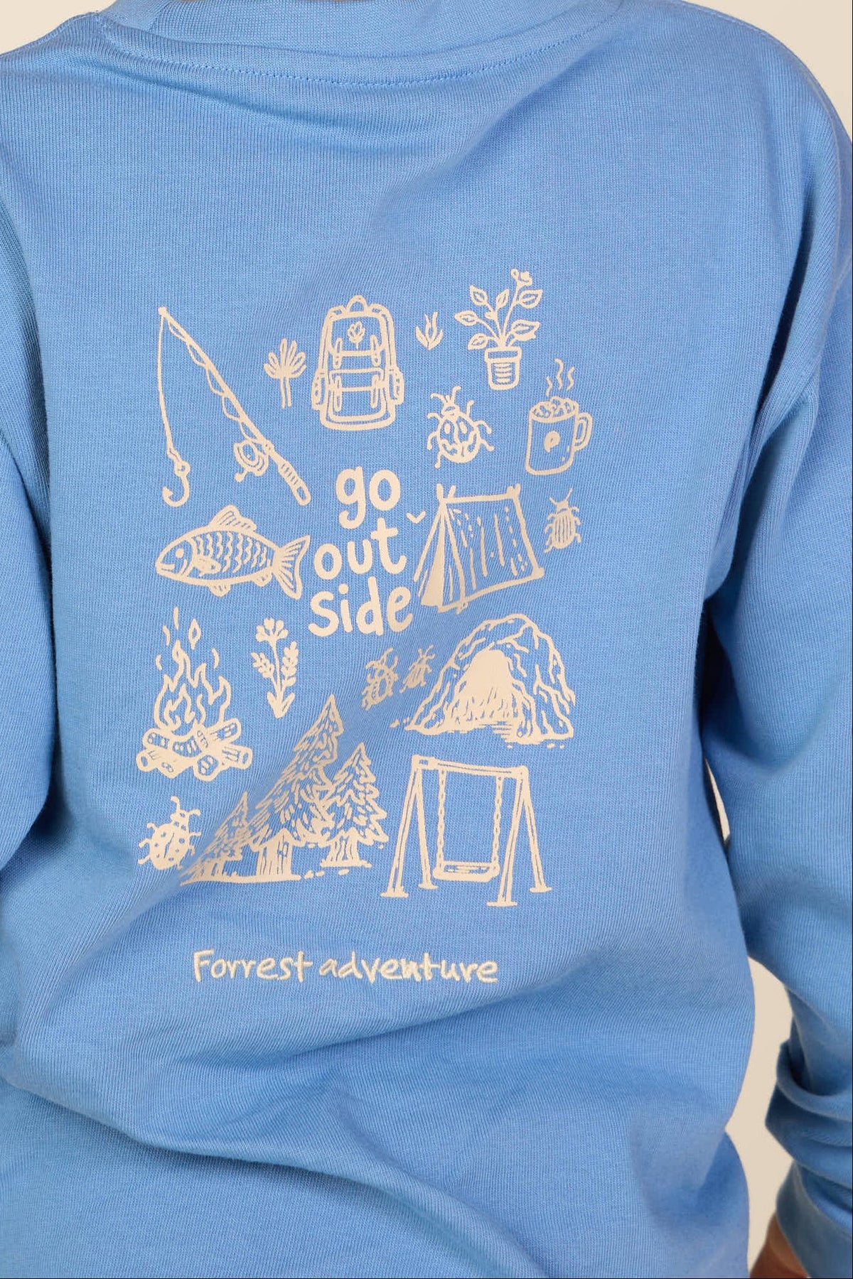 Langærmet T-shirt med rygprint Kids - Dusty Blue | 101707 Weston