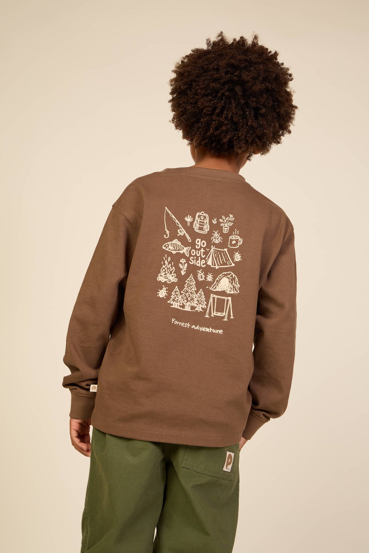 Langærmet T-shirt med rygprint Tween - Brown | 101710 Weston