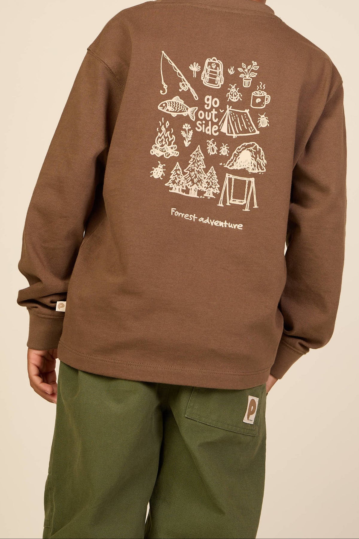Langærmet T-shirt med rygprint Kids - Brown | 101709 Weston