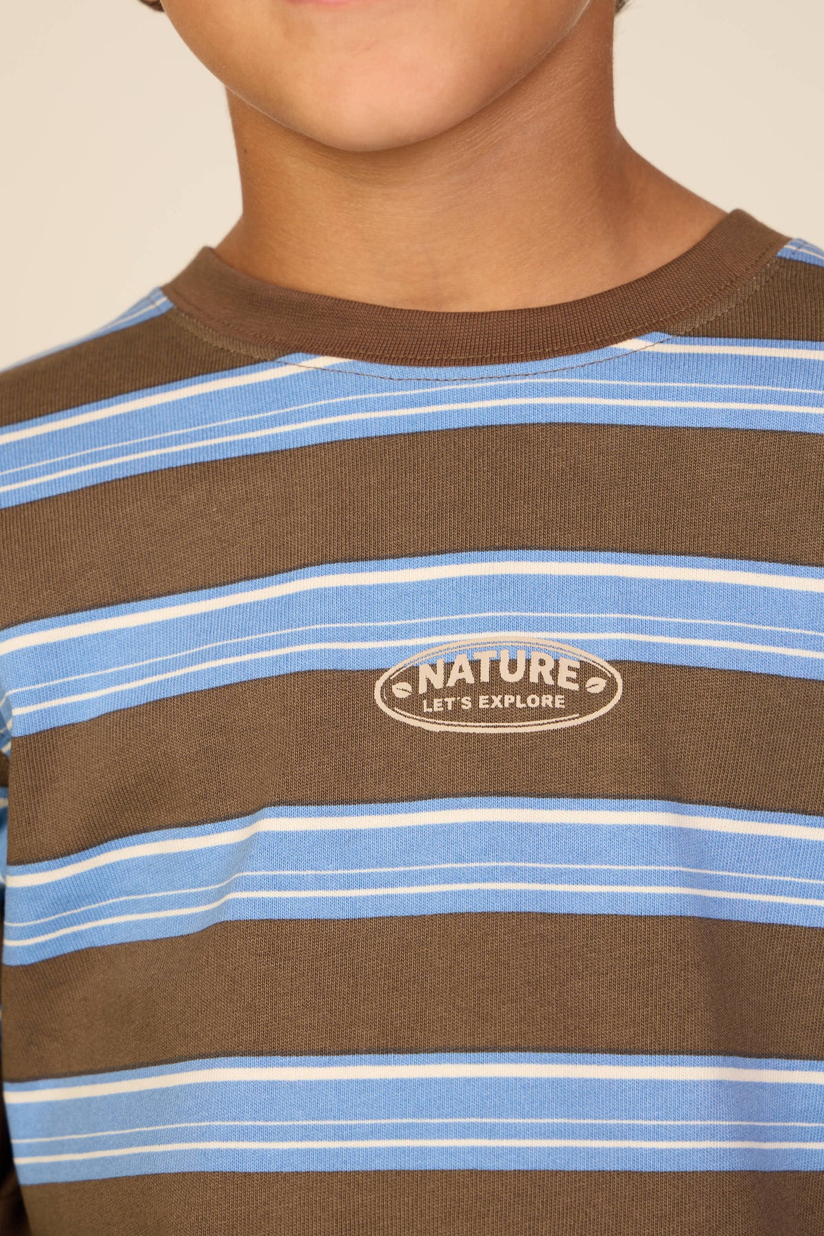 Stribet langærmet T-shirt Tween - Brown /Blue | 101700 Hugo