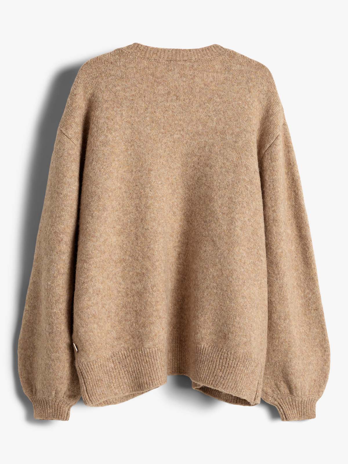 Fyzzy Strikket lang cardigan  - Tweens - Dark Beige Melange