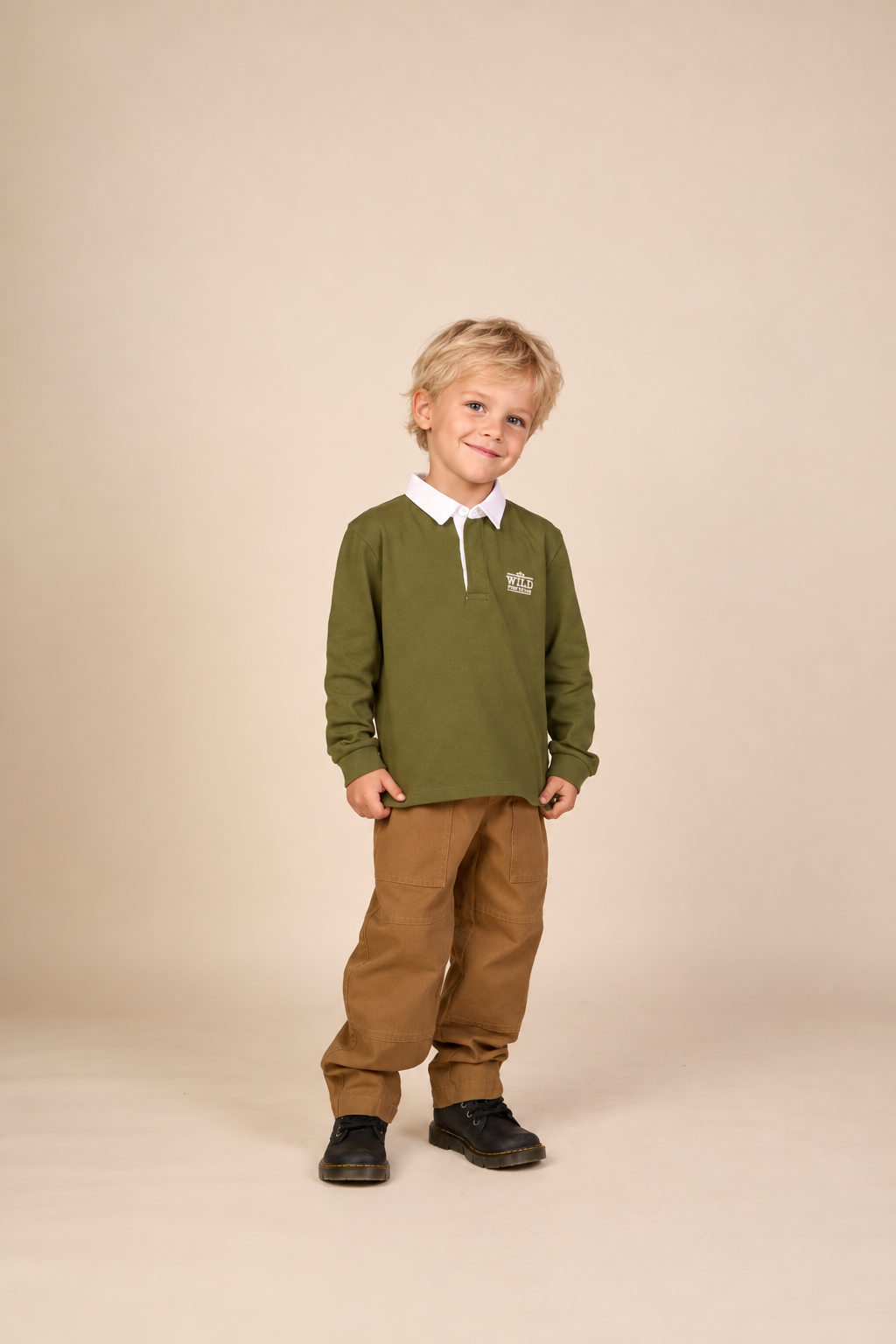 Langærmet jerseypolo Kids - Moss Green | 101691 Ruben