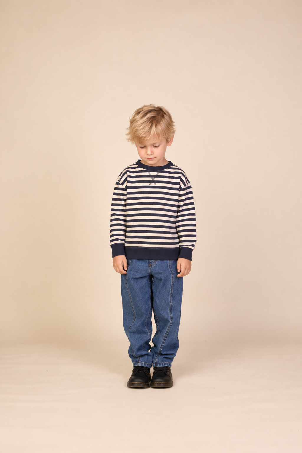 Stribet crewneck sweatshirt - Kids - Navy Stripe | 101344 Cole