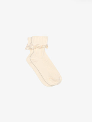 MP Bomuldsstrømper med flæsekant - Tween - Light Beige | 101394 MP Julia Socks