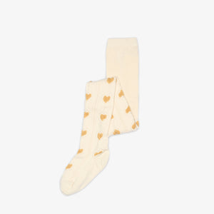 MP Strømpebukser med hjerter - Kids - Offwhite/Yellow | 101376 MP Alvilda tights