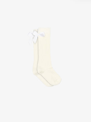 MP Knæstrømper med sløjfe - Kids - Offwhite | 101383 MP Liva