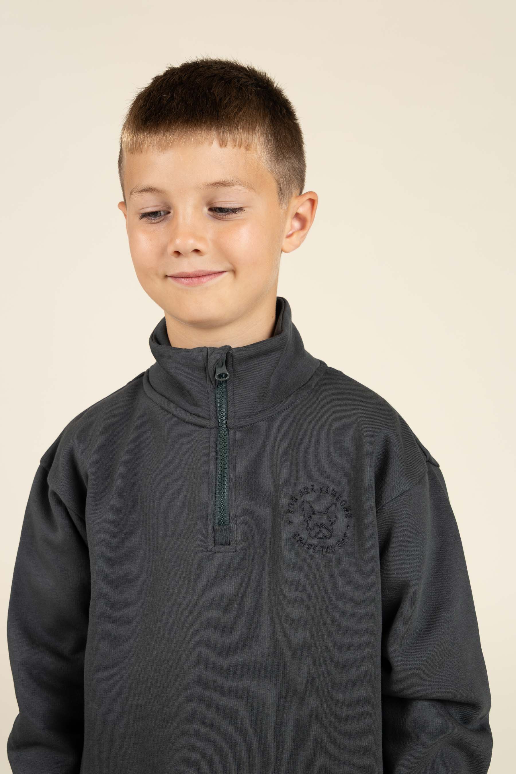 Sweatshirt med kort lynlås - Tween - Forest Green | 100811 Tristan
